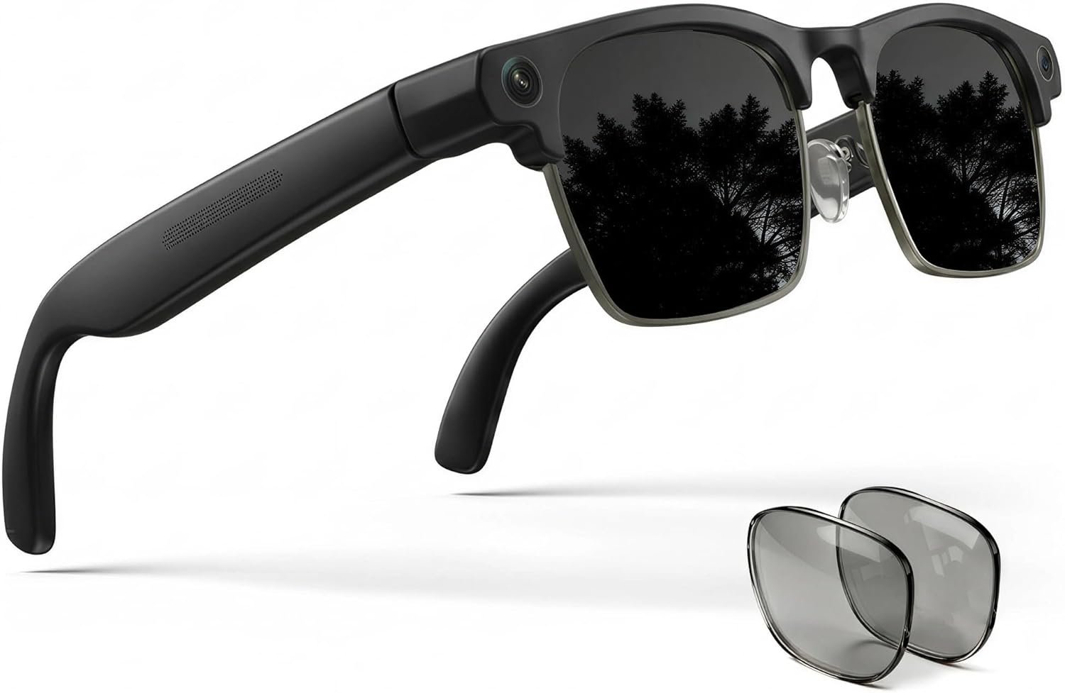 AI Smart Glasse for Men Women —8 MP Camera, Open-Ear Speakers for Audio, Video Recording and Bluetooth, Real-Time Translation-Sunglasses (Extra Photochromic Lenses), Voice Control Smart Wearable