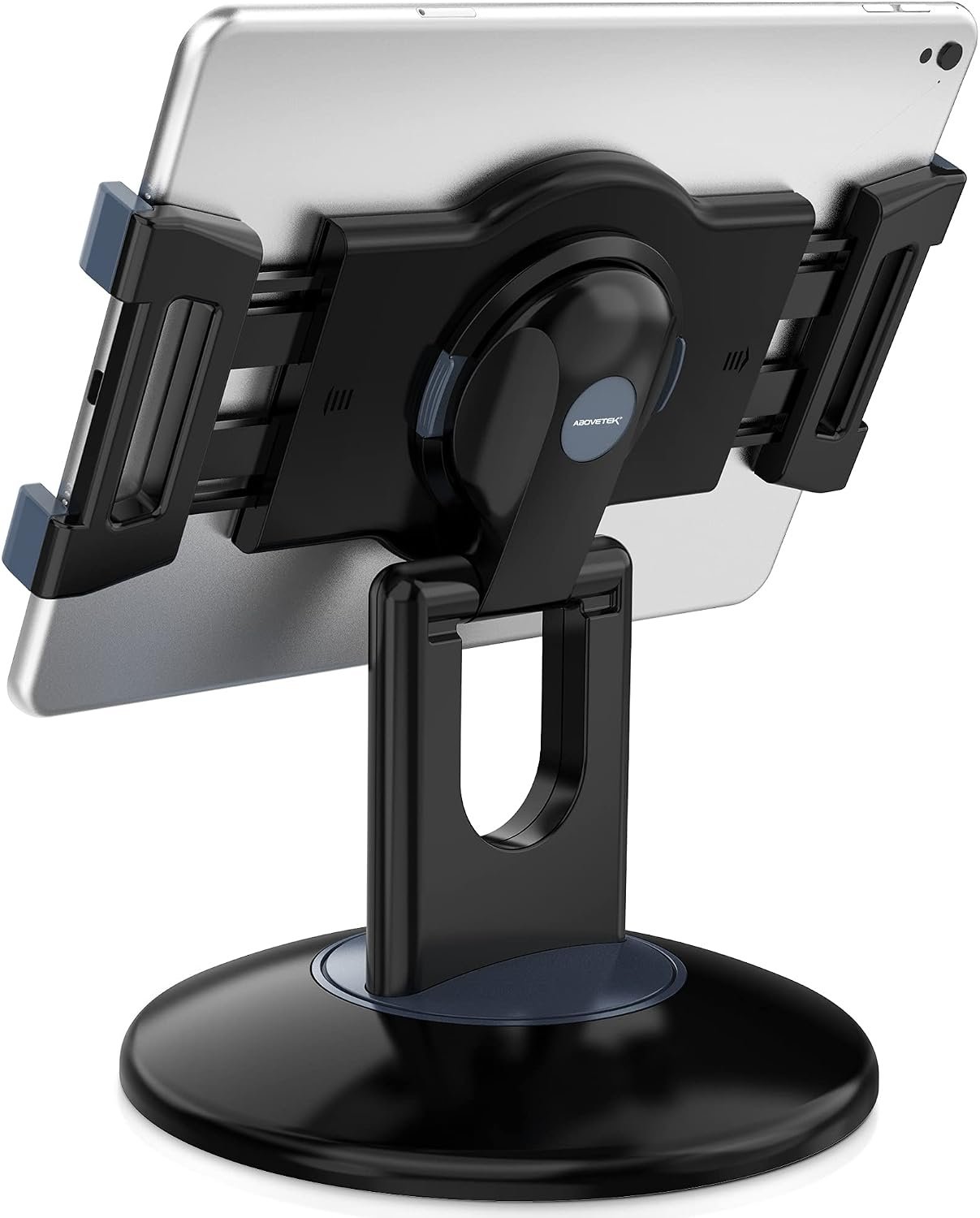AboveTEK Retail Kiosk iPad Stand, 360° Rotating Commercial POS Tablet Stand, Fits 6″-13″ (Screens) iPad mini Pro-Business Swivel Tablet Holder, for Store Office Reception Kitchen Desktop (Black)