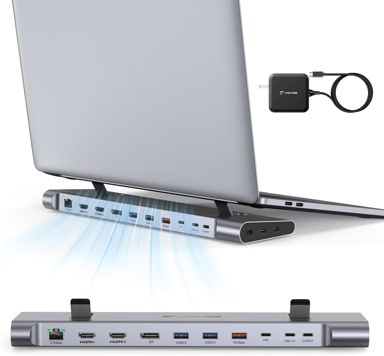 TobenONE Laptop Docking Station 3 Monitors,Triple 4K Display,10Gbps USB C/A | Laptop Stand Docking Station with 2 HDMI & DP,100W Power,2.5Gbps Ethernet,SD/TF 4.0,Audio,Fits Windows/Dell/HP/Lenovo Laptops