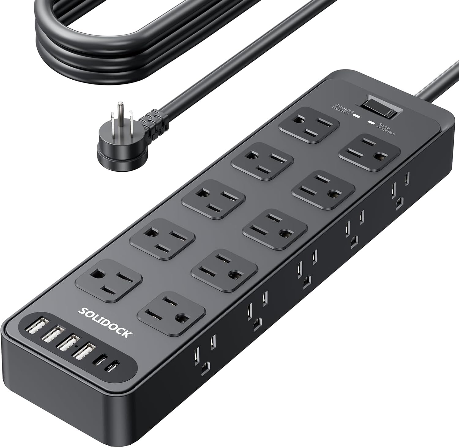 20AC Power Strip with USB Ports, Heavy Duty Surge Protector Power Strip 15 Amp, 6Ft Extension Cord with Multiple Outlets