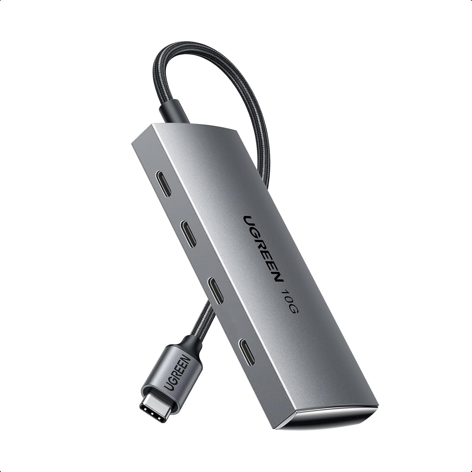 UGREEN USB C Hub, 4 Ports USB-C 3.2 10Gbps Data, Aluminum, Only Adapter | USB-C Multiport Splitter for MacBook Air/Pro, iMac, iPad Pro, iPhone 17/17 Pro, Galaxy S26 and More Devices, 1ft Cable