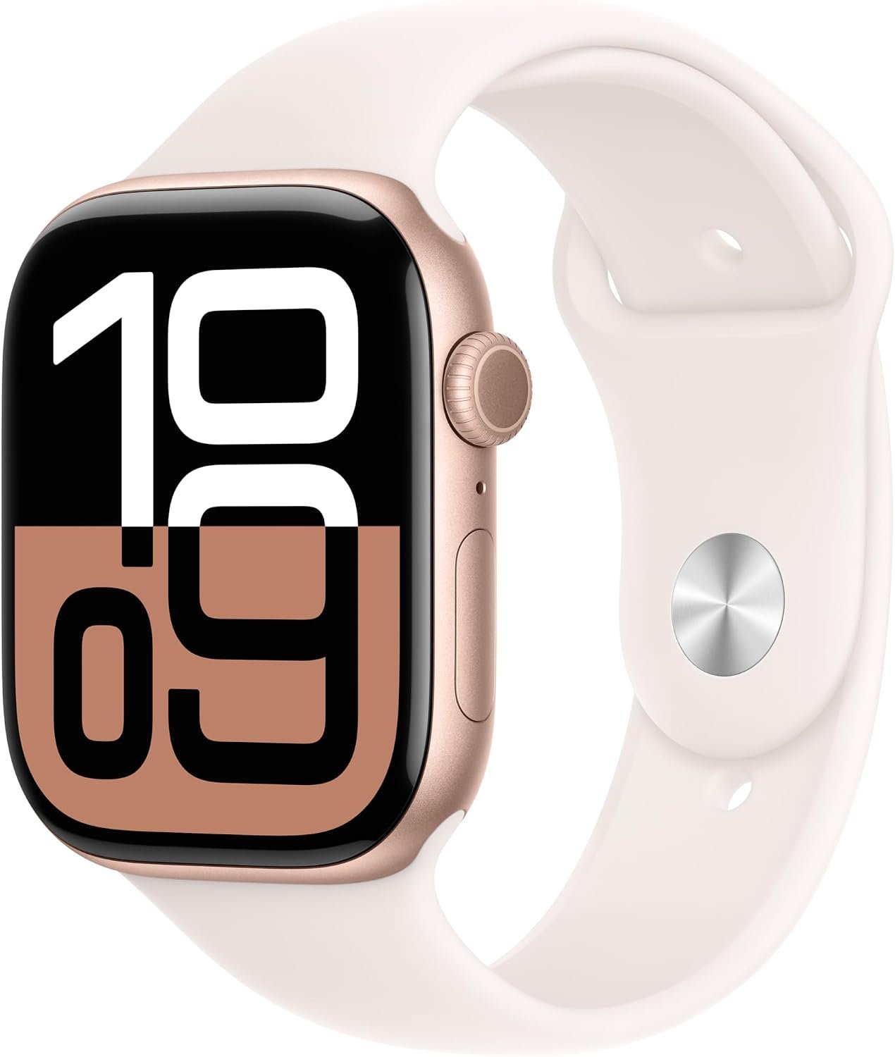 Apple Watch Series 10 [GPS 46mm case] Smartwatch with Rose Gold Aluminum Case with Light Blush Sport Band – M/L. Fitness Tracker, ECG App, Always-On Retina Display, Water Resistant