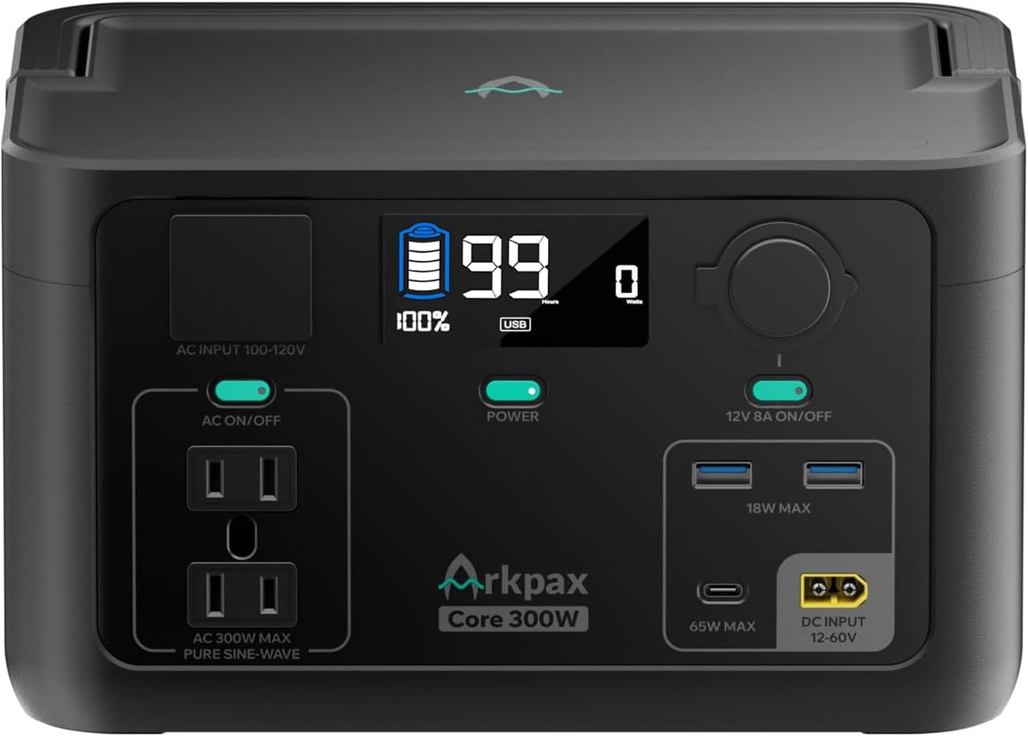 Portable Power Station 300W, 600W Peak Backup LiFePO4 Battery 192Wh with 10ms UPS, 1Hr Fast Charge Solar Generator with 120V AC Outlet for Camping Emergency Travel Home Blackout