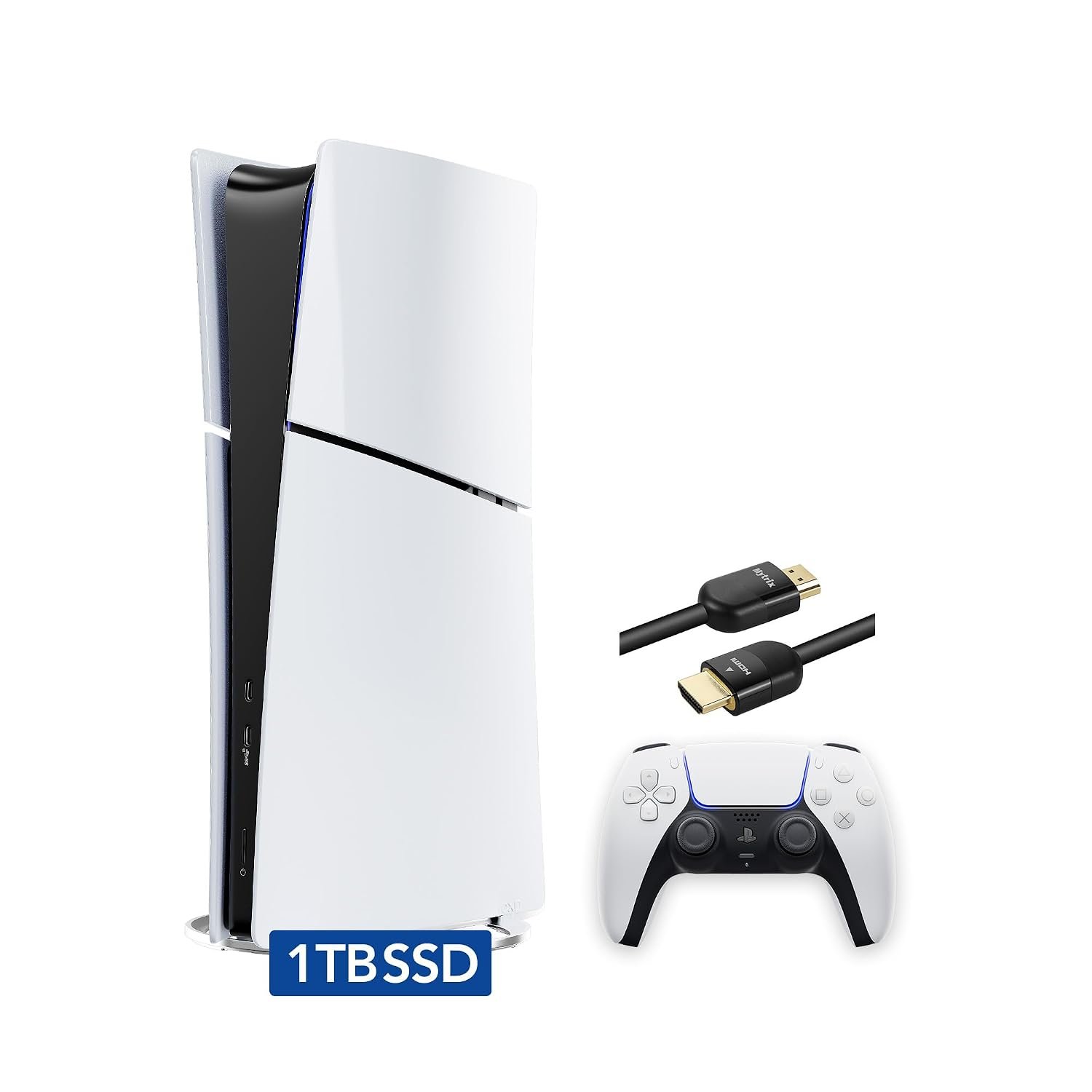 PlayStation 5 Slim Digital with 1TB SSD Storage, Wireless Dualsense Controller – PS5 Gaming System, White [video game] (Renewed) [video game]