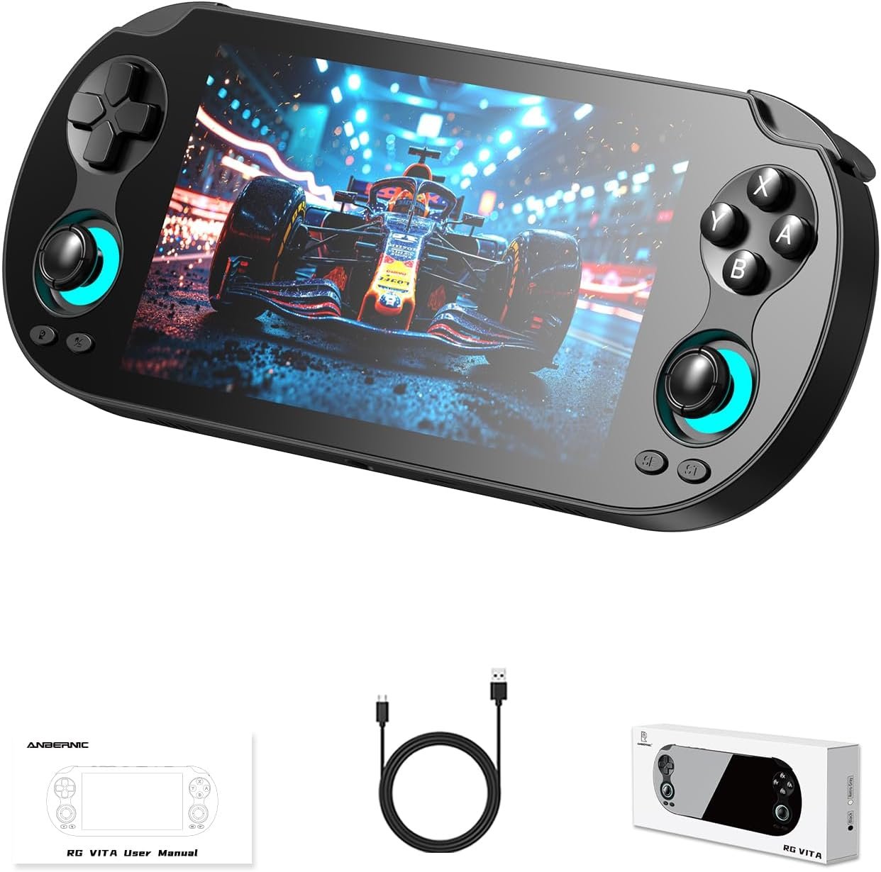 RG VITA Handheld Game Console, Android 12 Retro Gaming Console with 5.46 Inches IPS Touch Screen, 3GB+64GB, Portable Game Console Support Multi-Emulator and WiFi 5 Bluetooth 5.0 (Black)
