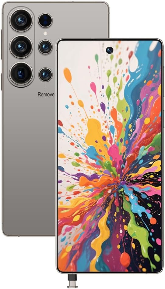 I26 Ultra 5G Unlocked Phone, 512GB+12GB Smartphone, Cell Phone Android 15 with Built in Pen, 8000mAh Battery,6.99″ FHD+ Screen,108MP Camera/Dual SIM/Fingerprint Lock/Face – Gray