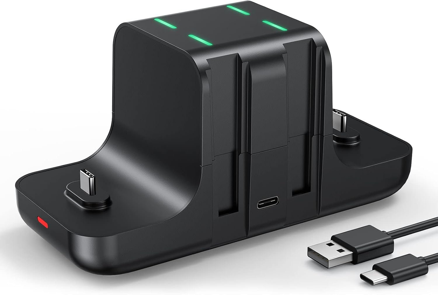 NEWDERY 6-in-1 Charger Dock for Nintendo Switch Pro Controller and Joy con | Fast Charging Dock with LED Indicators, Compatible with Nintendo Switch / OLED / Lite, Includes USB-C Charging Cable