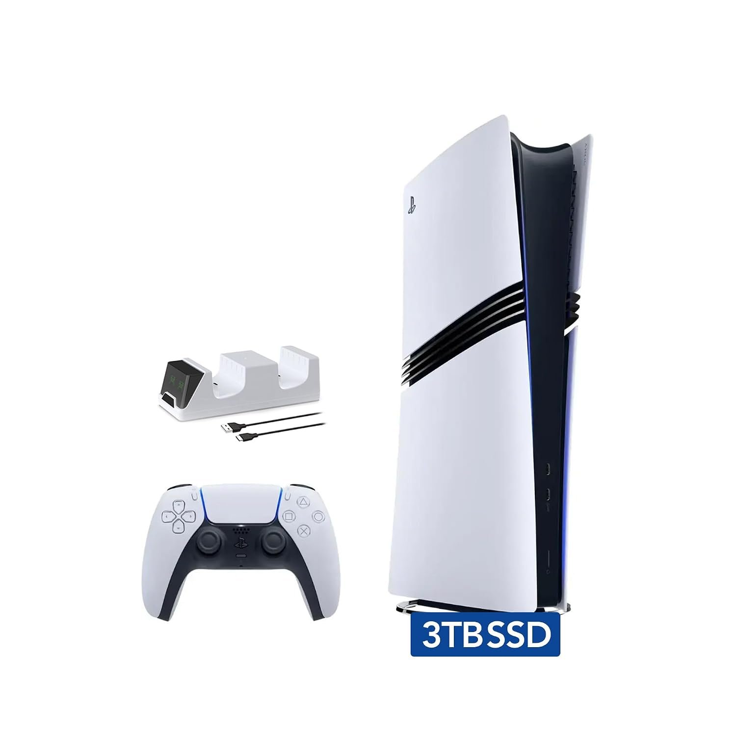 Sony PlayStation 5 Pro Upgraded 3TB Digital Edition Console, Controller and Controller Charger – White, Flagship Pro PS5 3TB PCIe SSD Gaming Console [video game] [video game] [video game] [video game]