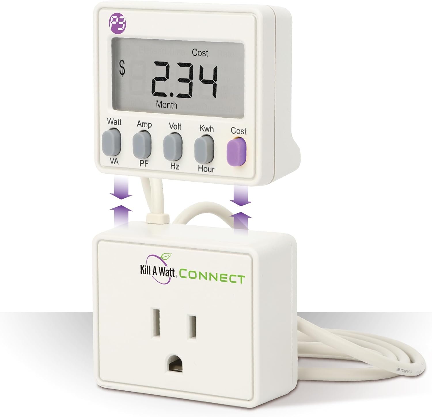 Kill A Watt Connect P4498 Electricity Usage Monitor Power Consumption Meter with Two Piece Housing and 35 Inch Cord for Easy Use | P4498 monitor measures electricity usage and power consumption; 35 in cord supports flexible placement.