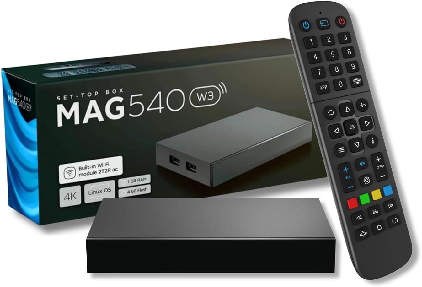 Raxxio MAG540w3 Set-Top Box – 4K HDR Streaming Media Player, 4K HDR Output, Amlogic S905Y4, Dual-Band Wi-Fi, Linux 4.9, HDMI Cable, Remote – Hardware Device Only