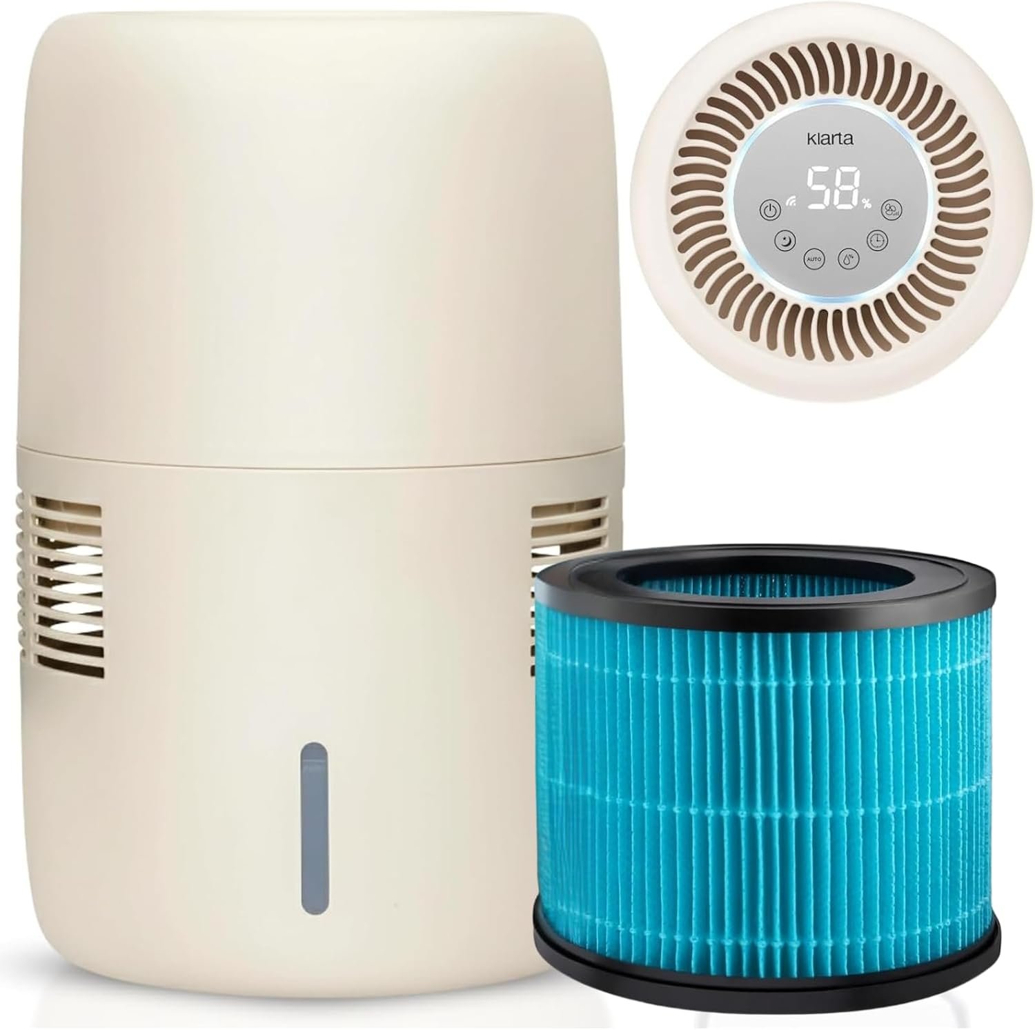 Humea Humidifier Evaporative Smart WiFi App 3L Beige | Mist-free evaporation, no white dust, ultra-quiet 20 dB, app control, top-fill tank – ideal for bedrooms & nurseries