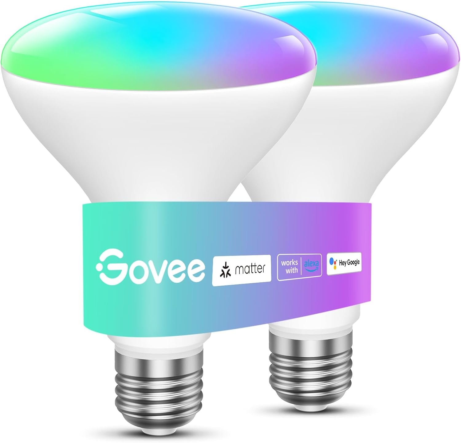Govee Smart Light Bulbs, 1200 Lumens Dimmable BR30 Bulbs, RGBWW Color Changing Light Bulb, Flood Light Bulbs Work with Alexa, Google Assistant, WiFi & Bluetooth LED Bulbs, Music Sync, 2 Pack | RGBWW Color Changing Light Bulb, Flood Light Bulbs Work with Alexa, Google Assistant, WiFi & Bluetooth LED Bulbs, Music Sync