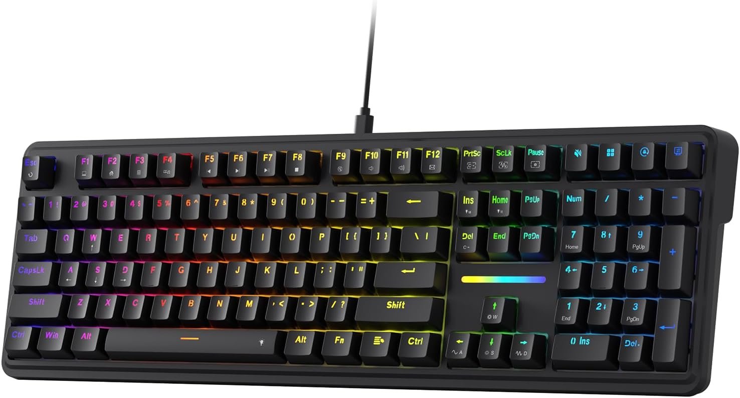 Redragon K745 Wired 108-Key Gasket RGB Gaming Keyboard, 4 Extra Hotkeys | Dedicated Shortcut Keys for Mute, Calc & Desktop, Cushioned 5-Layer Dampening for Creamy Thocky Sound, Programmable Software