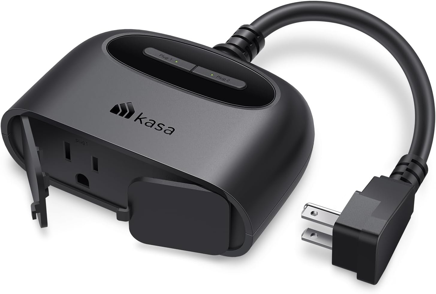 Kasa Outdoor Smart Plug, Smart Home Wi-Fi Outlet with 2 Sockets, IP64 Weather Resistance, Compatible with Alexa, Google Home & IFTTT, No Hub Required, ETL Certified(EP40), Black | IP64 Weather Resistance, Compatible with Alexa, Google Home, No Hub Required, ETL Certified, Black