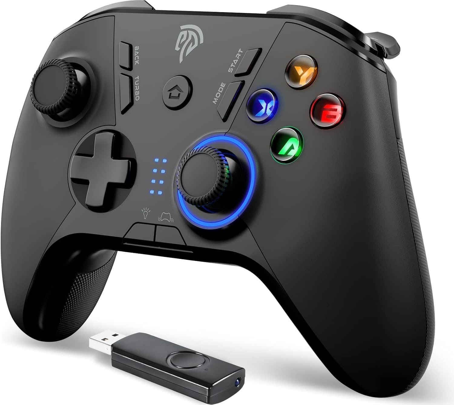 EasySMX 2.4G Wireless Controller for PC,Steam Deck,PS3,Android TV,Black. | Plug and Play,Programmable Buttons,Dual Vibration Motors,Up to 14-Hour Battery Life.