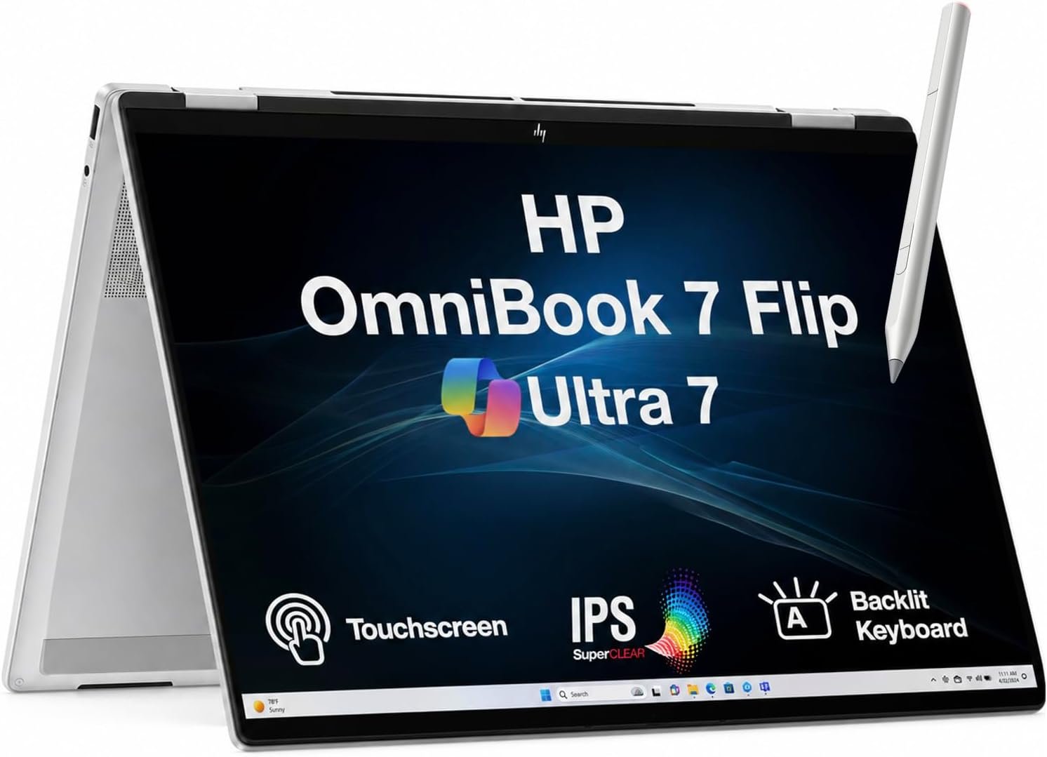 HP OmniBook 7 Flip (Next Gen Envy X360) Copilot+ 2-in-1 Laptop 16″ 2K Touch | Intel Ultra 7-258V, 32GB LPDDR5X, 512GB SSD, Arc 140V GPU (16GB), Active Pen, Thunderbolt 4, WiFi 7, IR Webcam, Win11Pro
