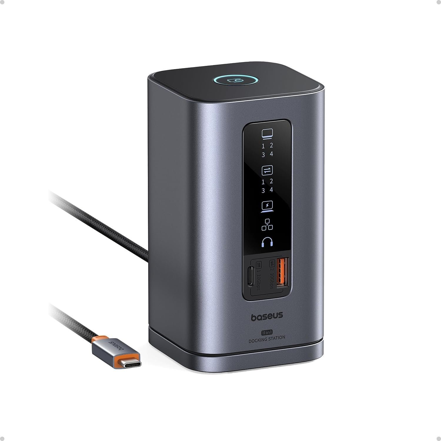 Baseus Spacemate Docking Station, 11-in-1 USB-C Dock for Windows Laptop, Triple Display with 4K HDMI & DP, 10Gbps USB-C & USB-A, Ethernet, Audio, 100W PD Charging for Dell HP Lenovo Acer and More | 2 x HDMI 1 x DP 4K @ 60Hz, 3 x USB-A/C 10 Gbps, 1 Gbps Ethernet, 100 W PD, compatible with laptop Dell/HP/Mac/Lenovo/Acer
