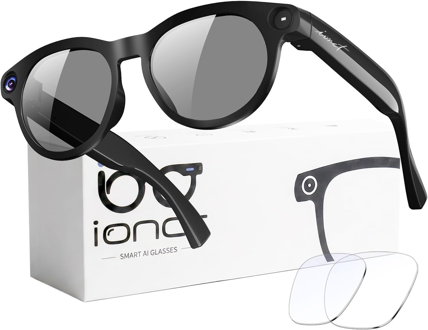 AI Smart Glasses with Camera, 8MP HD Video, Real-Time Translation | Photo Capture,Object Recognition,80min Video Time,Open-Ear Music, Bluetooth Calls, AI Assistant