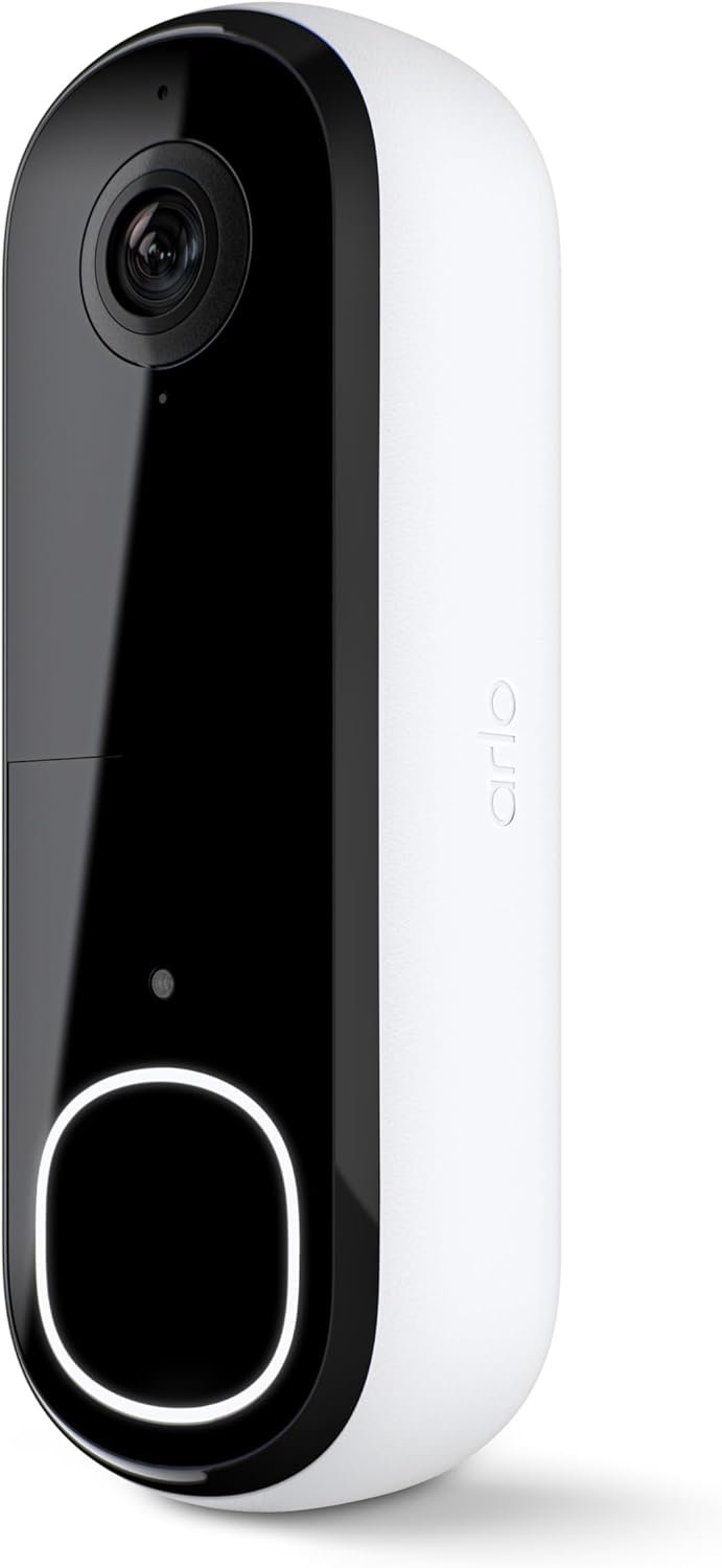 Arlo Video Doorbell 2K (2nd Gen) Wireless or Wired – 1-Cam | 2K head-to-toe video; Front door security; Package & person detection; Night vision, 2-way audio; 1-mo Secure plan incl.