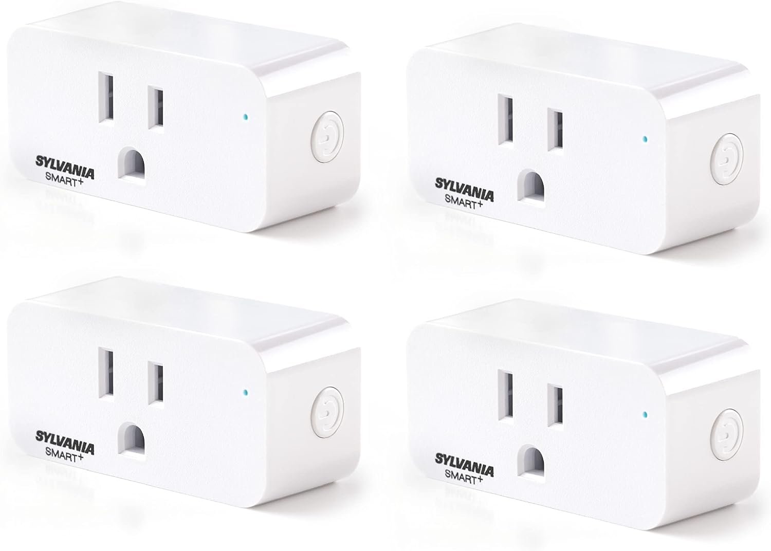 Sylvania WiFi Smart Plug, Voice Control, Compatible with Alexa and Google Home, Timer, On/Off, White – 4 Pack (75703)