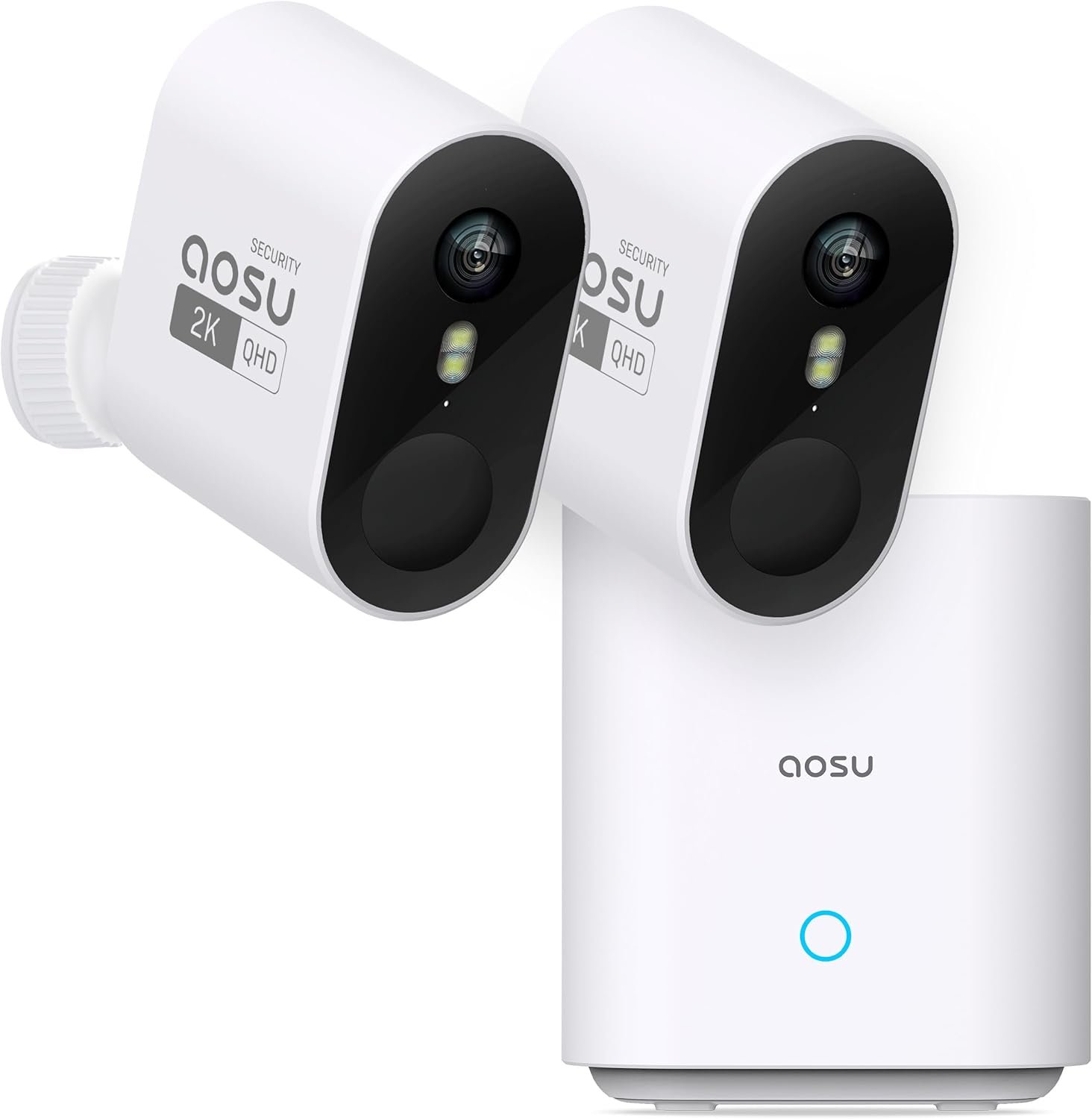 aosu 2K QHD Battery Security Cameras Wireless Outdoor System, 2-Cam-Kit | True 2K HD Night Vision, No Subscription Required, Long Battery Life, 166° Wide View, Spotlight & Siren Alarm, Motion Alert