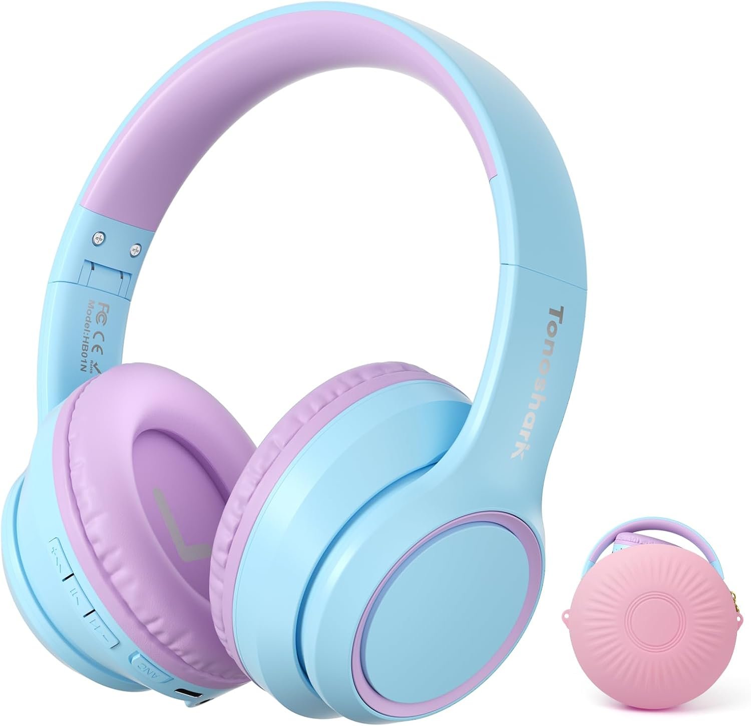 TONOSHARK Kids Bluetooth Headphones with ANC for School Travel Gift | Wireless Over-Ear Headphones for Boys Girls, Foldable, Adjustable, Safe Volume, 40H Playtime, Mic for School Travel