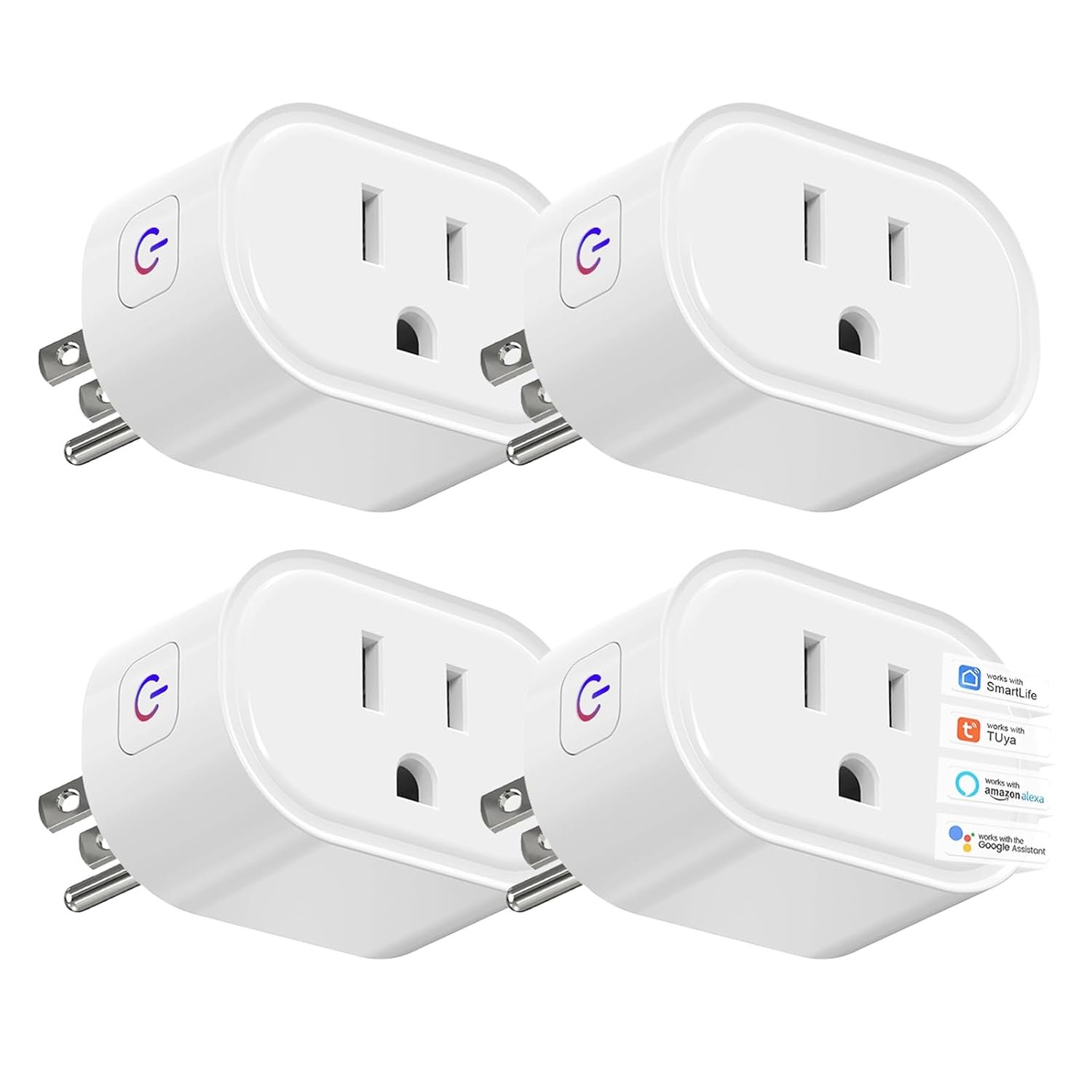 Smart Plug, MOOEGG WiFi & Bluetooth 10A Smart Outlet, APP Remote Control & Timer & Group Control, Works with Alexa & Google Assistant, Only Supports 2.4G WiFi, 4 Pack
