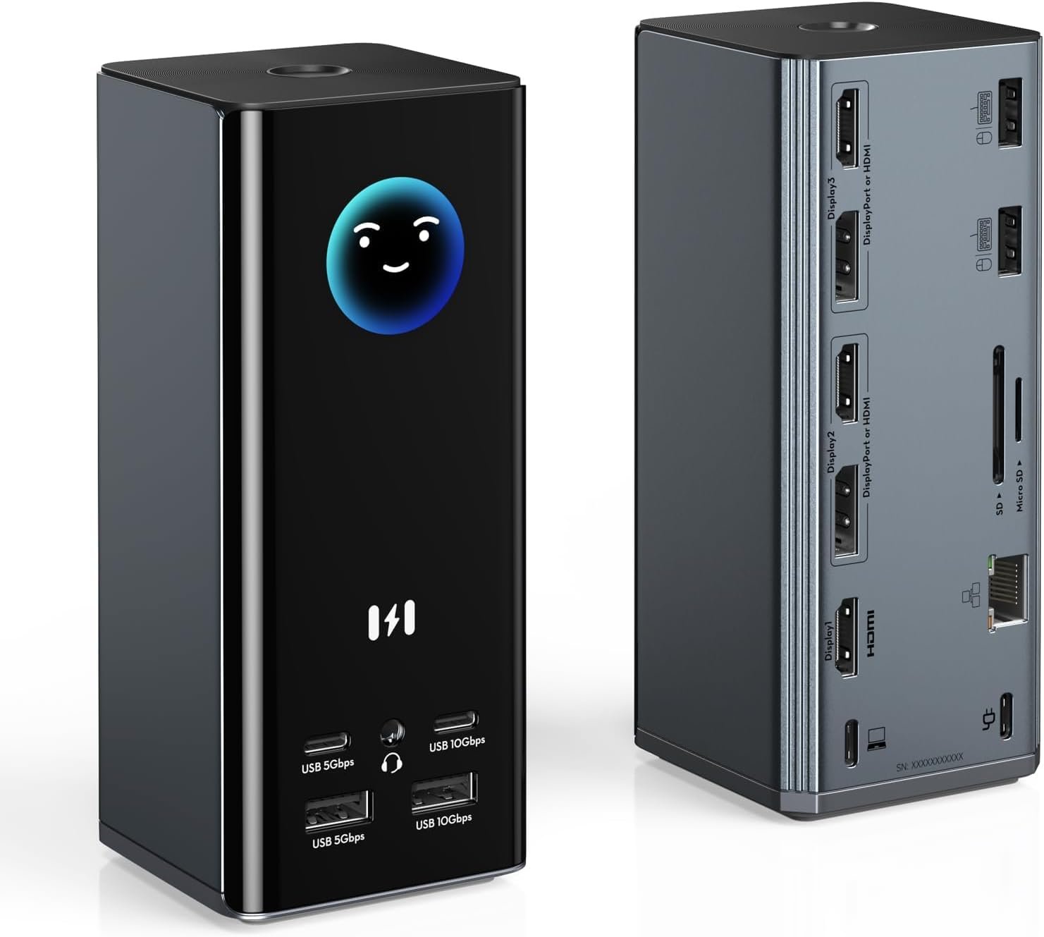 Selore Laptop Docking Station 3 Monitors, Triple 4K Display 3 HDMI 2 DP, Smart Display with Weather,100W PD, 10Gbps USB A/C, Gigabit Ethernet, SD/microSD Reader for Dell/HP/Lenovo/Asus/Acer