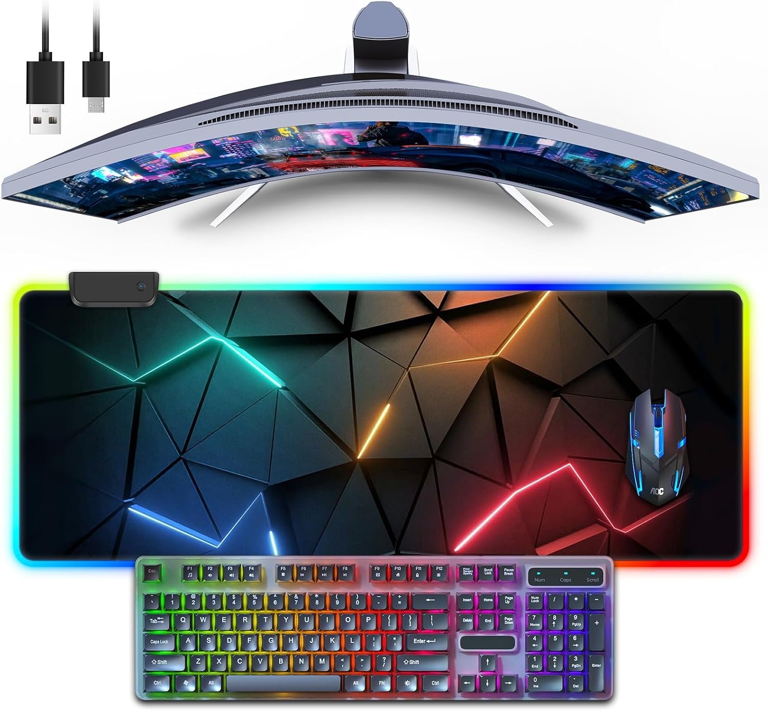 RGB Mouse Pad, Gaming Mousepad with 13 LED Light Modes | 31.5X11.8inch Large Mouse Mat, Gaming Mats for Desk with Non-Slip Rubber Base, Model-A