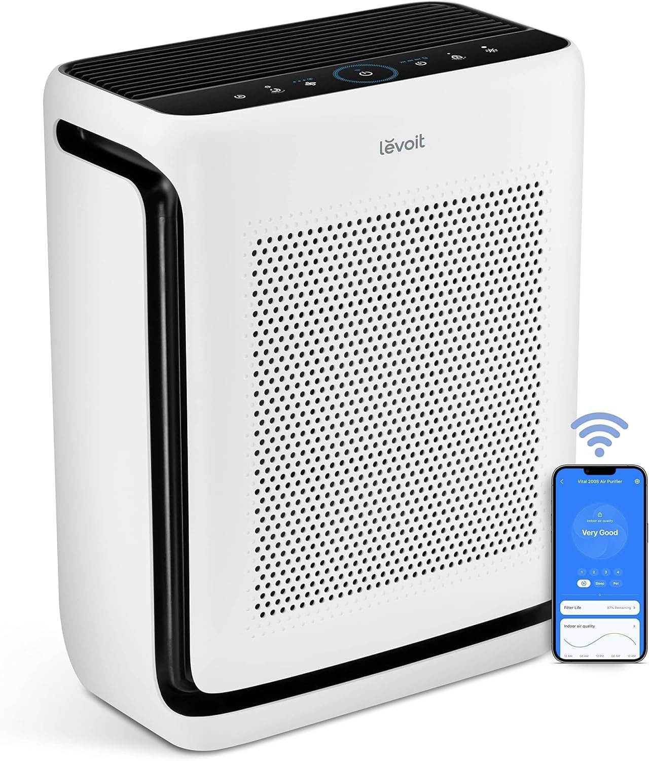 LEVOIT Smart Air Purifier for Home Large Room up to 1875 Ft² Vital 200S-P | For Quiet Bedroom at 27dB, AHAM VERIFIDE, Air Quality Monitor, HEPA Sleep Mode for Allergies, Pet Hair and dander, White