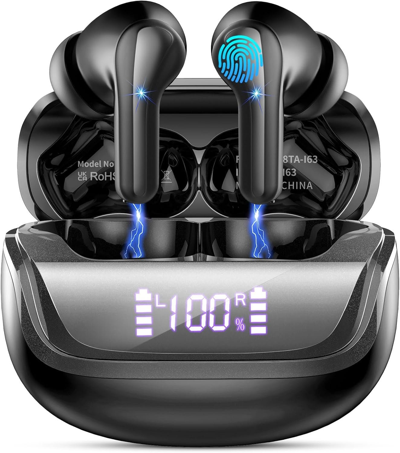 Jxrev 2026 Wireless Earbuds, Bluetooth 5.4 Headphones with ENC Noise Canceling Mics, in-Ear Earphones Deep Bass Stereo, IP7 Waterproof Wireless Headphones for Android iOS | In-Ear Earphones, ENC Noise Canceling Mics, IP7 Waterproof Headphones, Android, iOS, 45H Playtime Ear Buds, Dual LED Display