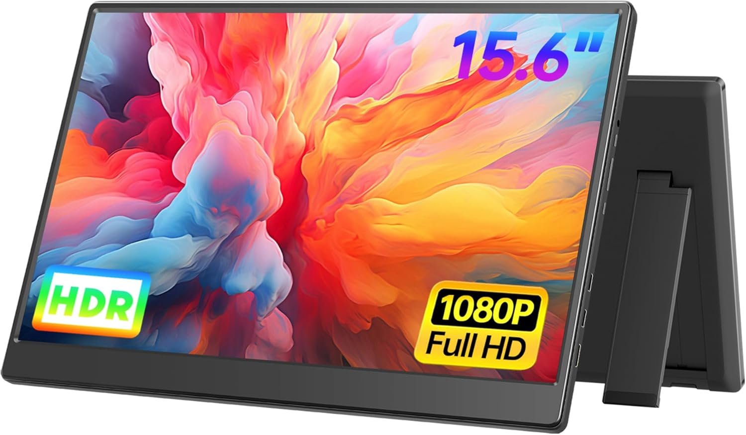 UFYQL Portable Monitor 15.6-inch FHD 1080P Ultra-Slim Travel External Monitor HDR IPS Gaming Display with Kickstand &Speakers USB-C HDMI Plug&Play，for Laptop PC Phone PS4/5 Xbox Switch