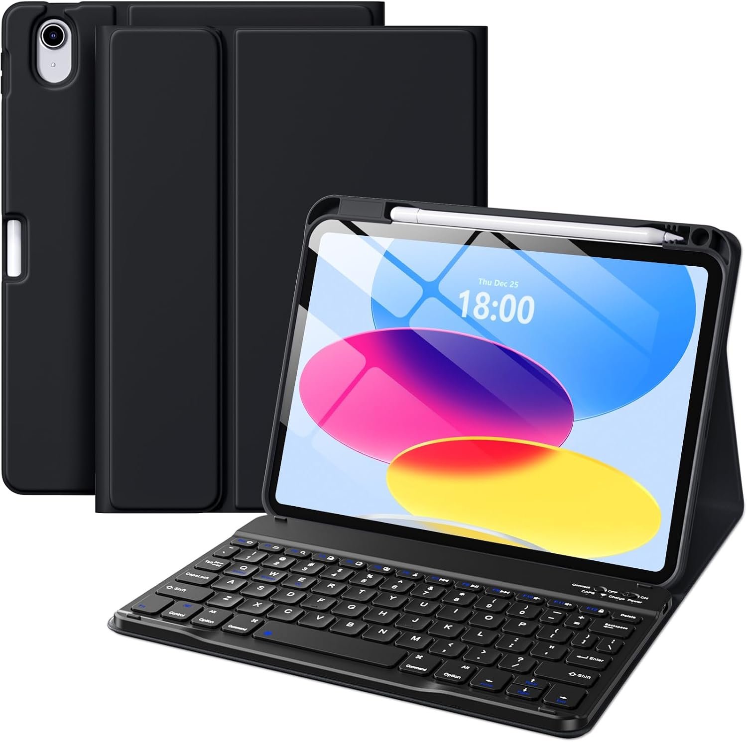 Wenlaty for iPad (A16) 11th/10th Generation Case with Keyboard – Detachable Wireless, Thin & Light Folio Keyboard Cover with Pencil Holder, for iPad 11-inch 11th 2025/10.9-inch 10th 2022, Black