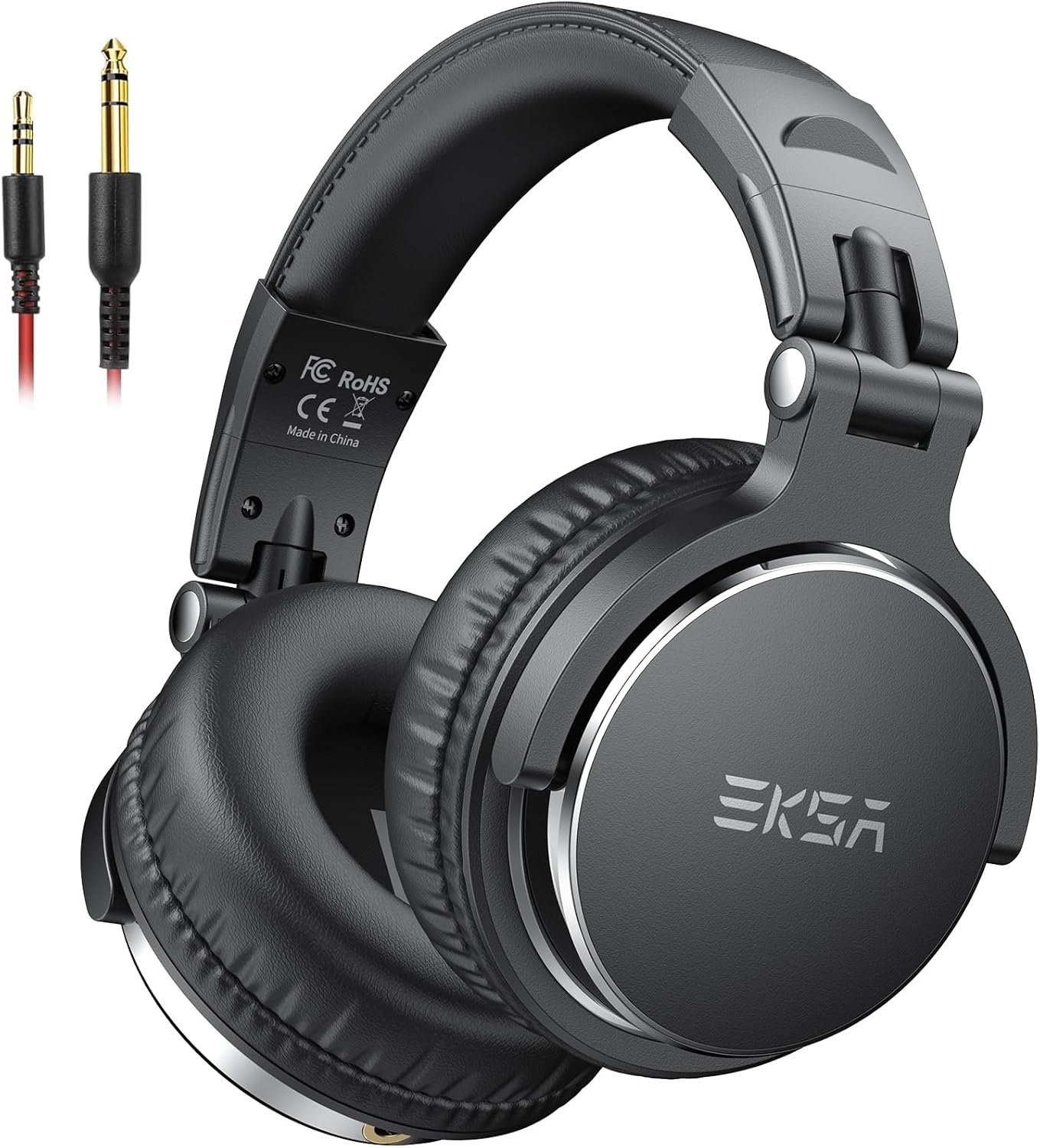 EKSA Wired Headphones, Over Ear Headphones for Studio Monitor/Mixing DJ | Hi-Res Stereo Sound, 1/4 to 3.5mm Jack, 50mm Drivers, for PC Keyboard Piano Podcast Guitar AMP Computer Recording Mixing