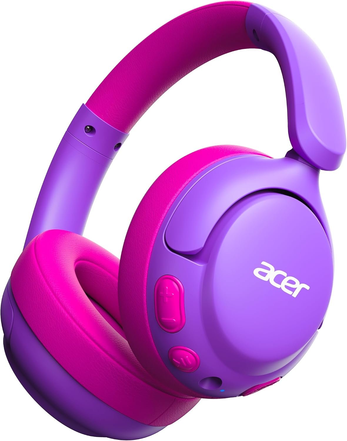 acer Kids Bluetooth Headphones, 85dB Volume Limiter, Foldable Wireless Over-Ear Headphones for iPad, Travel, 75H Playtime, Bluetooth 5.4, Built-in Mic, Purple Pink