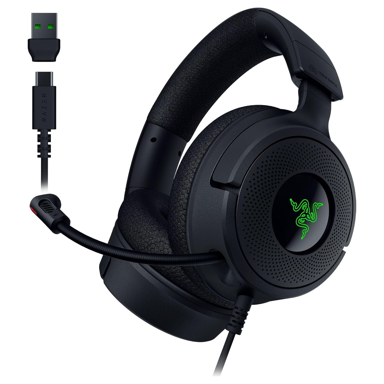 Razer Kraken V4 X Wired USB-C & Type A Gaming Headset, Black | Cardioid Mic, Memory Foam Cushions, Chroma RGB Lighting, For PC, Mac, PS5, Nintendo Switch 2