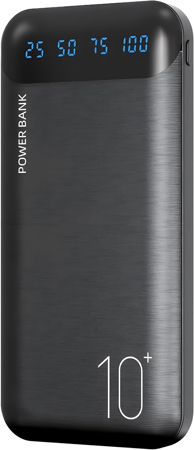 YOBON Power Bank 10000mAh Portable Charger Slim Battery Pack with 2 USB 2.4A Outputs and USB C in/Out Compatible with Huawei iPhone 16 15 14 13 12 iPad Samsung Galaxy S20 Android Tablet