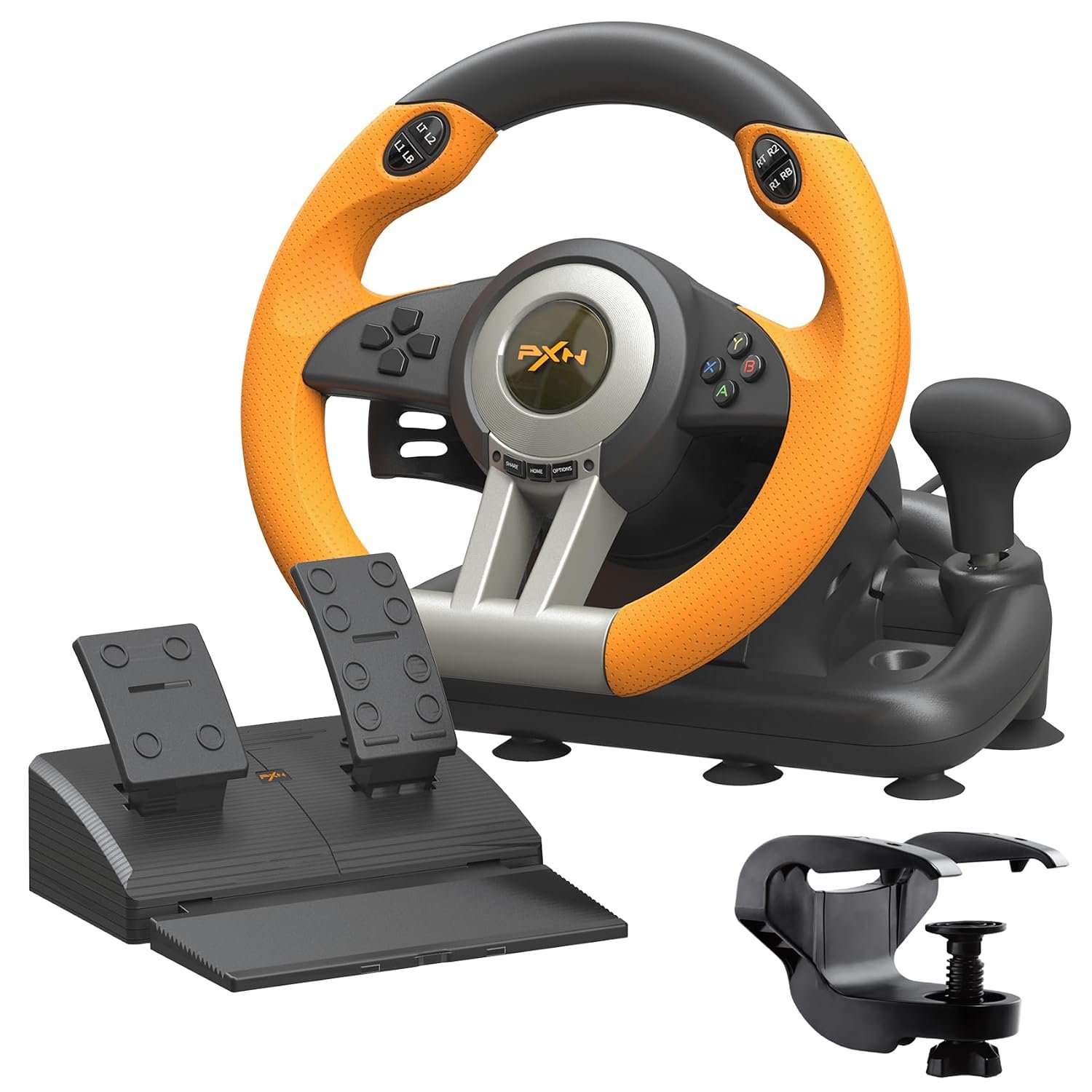 PXN V3 PRO Racing Wheel with Pedals for PC, Xbox, PS4, Switch | 11-Inch Wheel, Vibration Feedback, Paddle & Sequential Shifting, 180° Steering, 2-Pedal, Plug & Play Setup for Easy Gaming