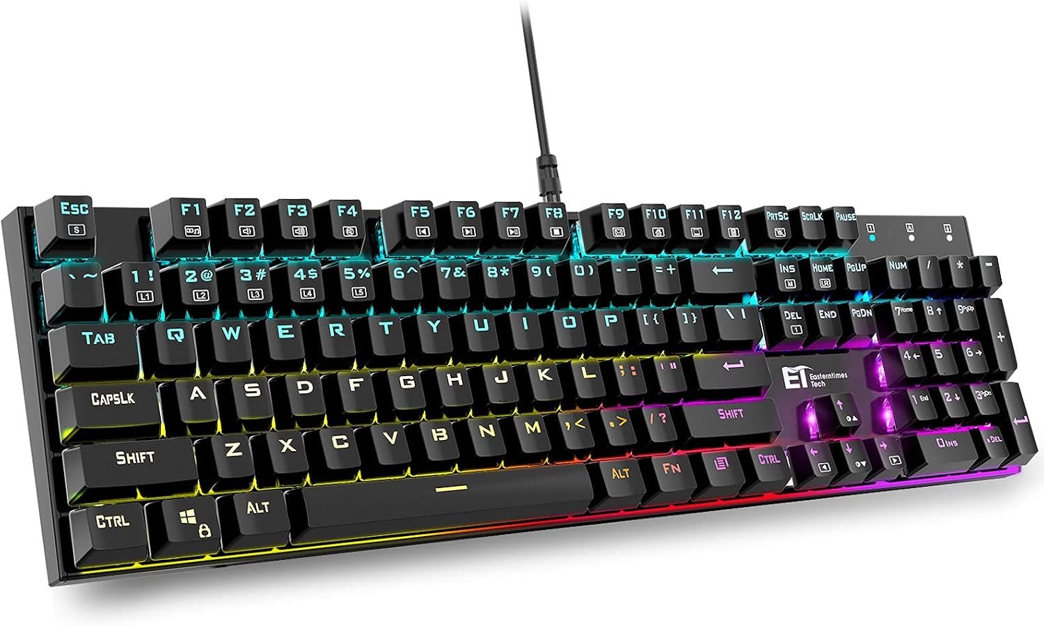 TDT Mechanical Gaming Keyboard,Wired 104 Keys RGB Keyboard with Blue Switch, Programmable RGB Backlit for Windows Gaming PC