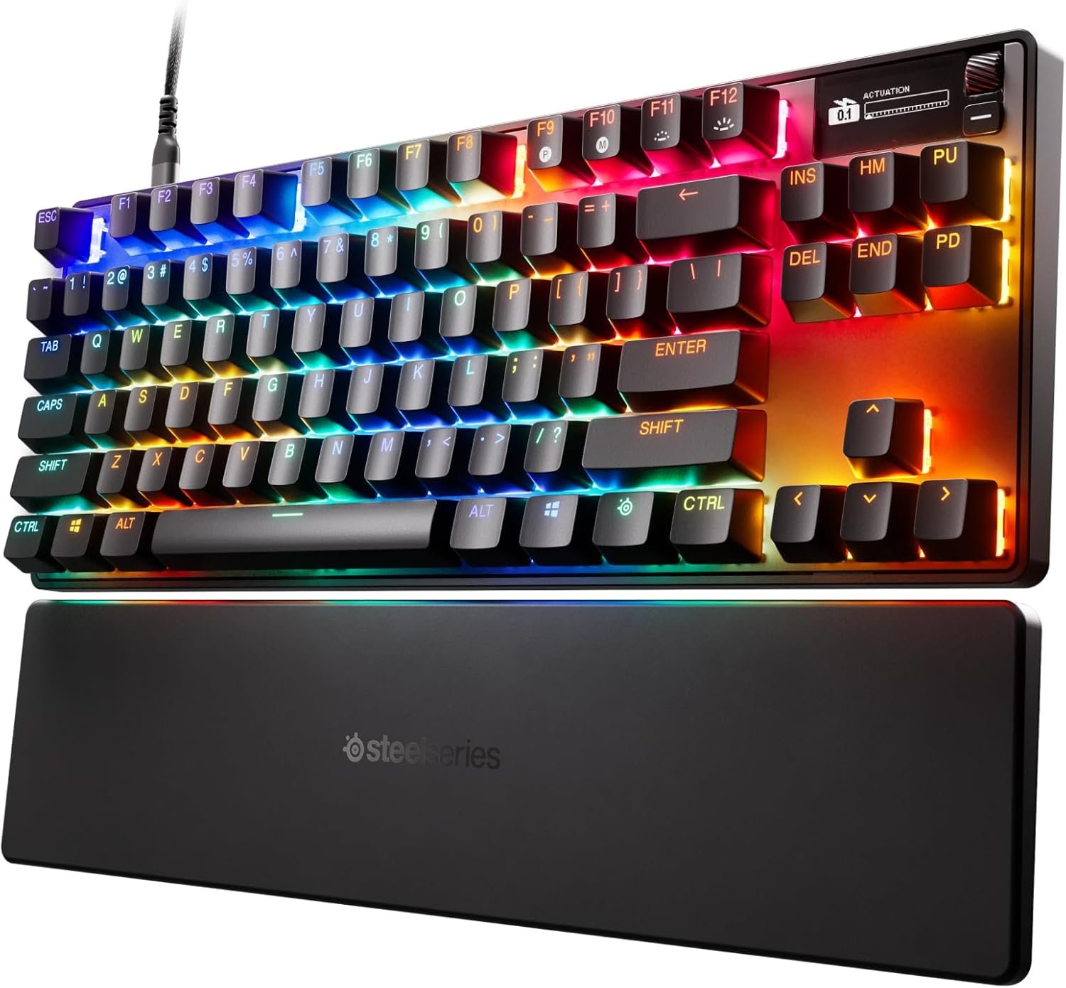 SteelSeries Apex Pro TKL Gen 3 Gaming Keyboard – OmniPoint 3.0 Analog Magnetic Switches, Quickset Auto-Presets (Rapid Trigger, Rapid Tap/SOCD, Protection Mode), OLED, RGB, PBT Keycaps, USB-C, Black