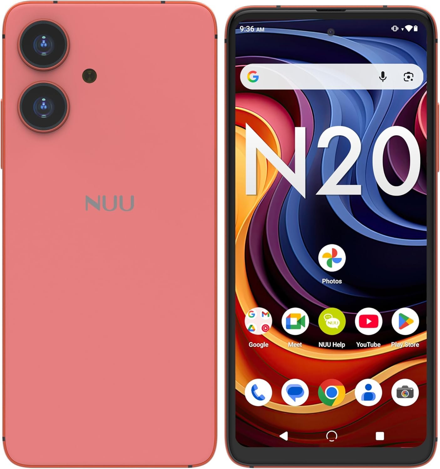 NUU N20 Basic Cell Phone, T-Mobile, Tello, Dual SIM, Unlocked, 4G, Pink | 6GB RAM + (6GB Extended RAM),128GB Storage, 6.6″ 90Hz Display, Dual SIM, Android 15, 1-Year US Warranty