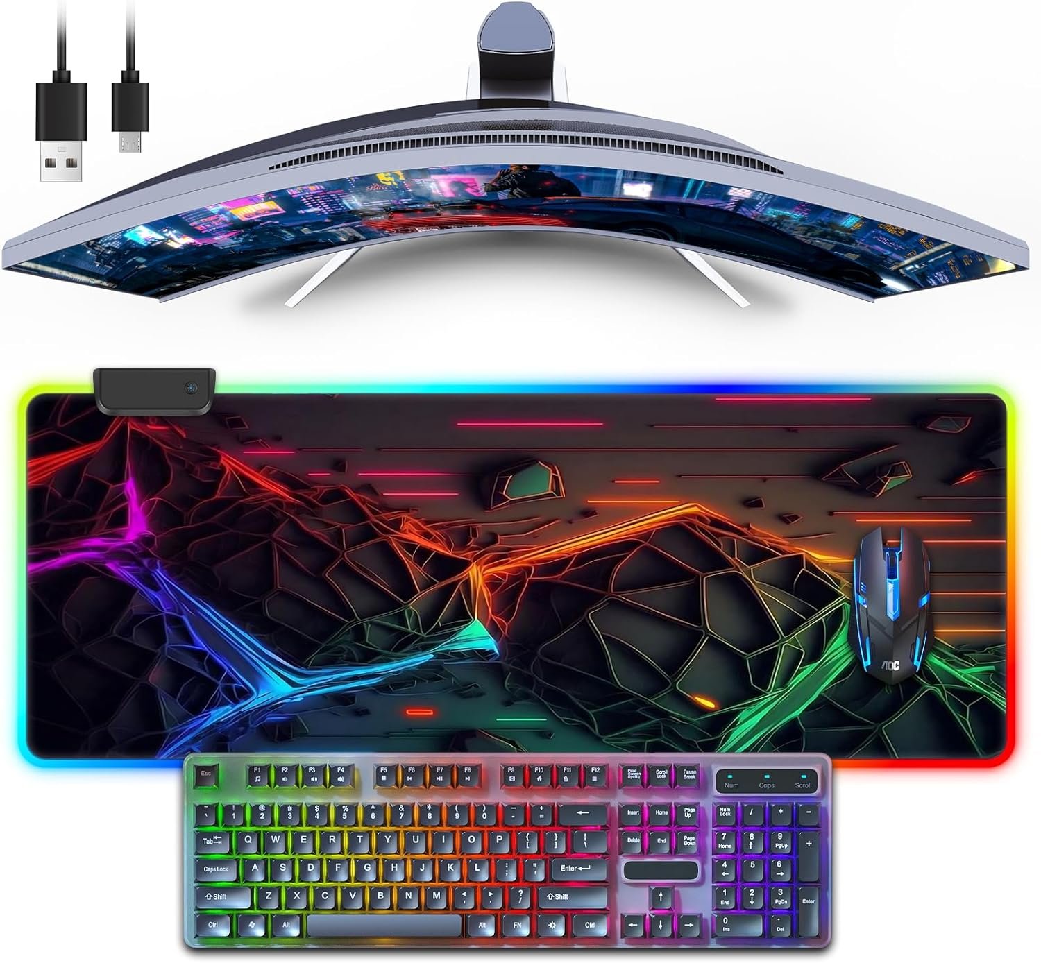 RGB Mouse Pad, Gaming Mousepad with 13 LED Light Modes | 31.5X11.8inch Large Mouse Mat, Gaming Mats for Desk with Non-Slip Rubber Base, Model-B