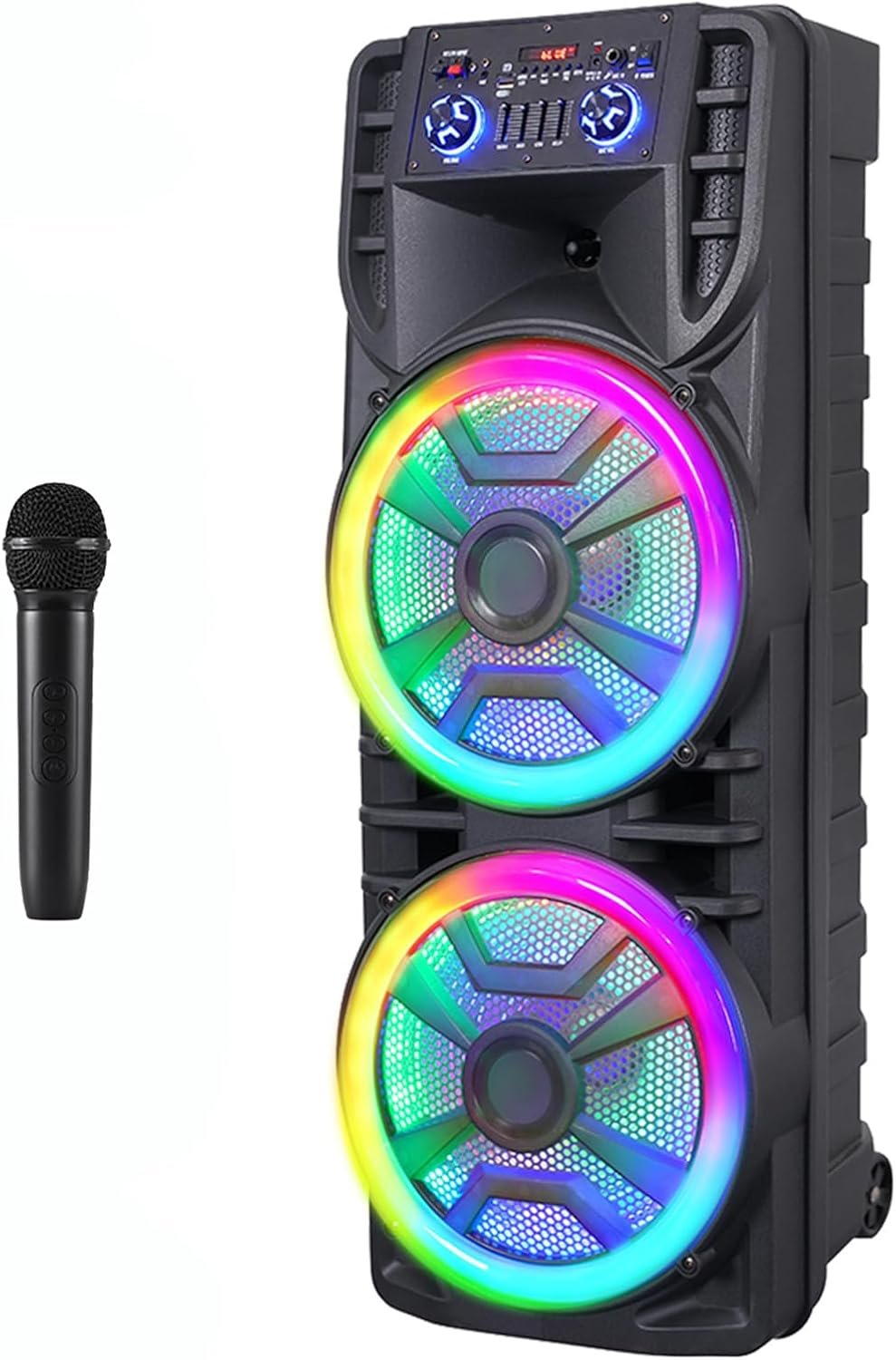 Dual 12’’ Wireless Bluetooth Party Speaker with Microphone