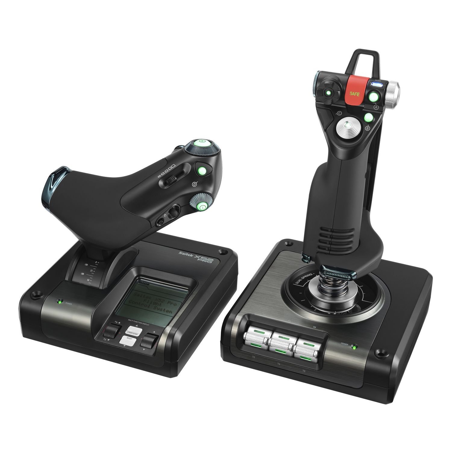 Logitech G Saitek X52 Pro Flight Control System, Controller and Joystick Simulator, LCD Display, Illuminated Buttons, 2xUSB, PC – Black/Silver