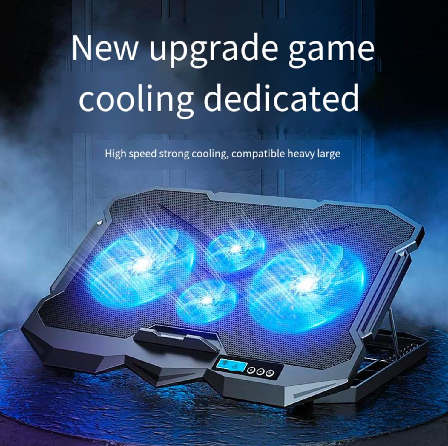 Laptop Cooling pad for Dell Inspiron Latitude Vostro G Series 13 14 15 16 17 inch Laptop, Laptop Cooler with 4 Fans, LCD Display Screen, 4 Height, 2 USB-A Port Laptop Stand
