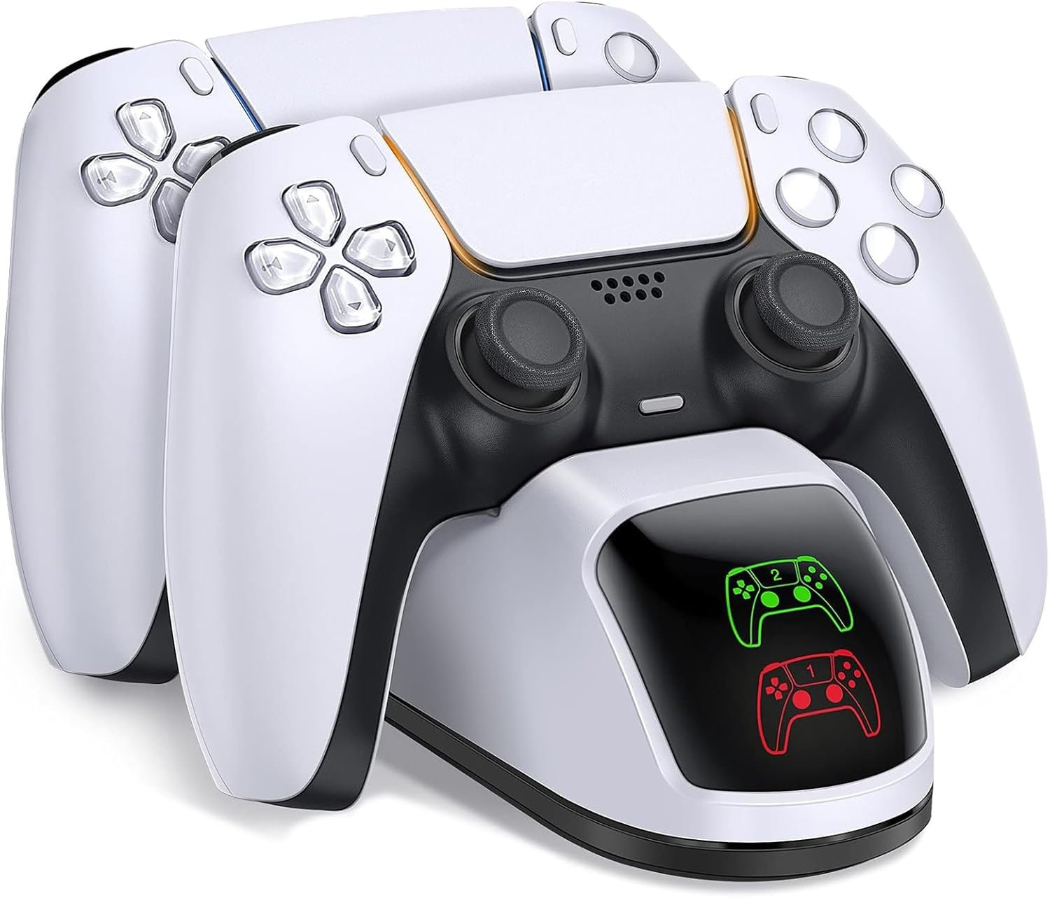 for PS5 Controller Charging Station, for PlayStation 5 Dualsense Charger Dock with Dual Stand, for PS5 Charger Accessory with Fast Charge Cable, for PlayStation 5 Station, White