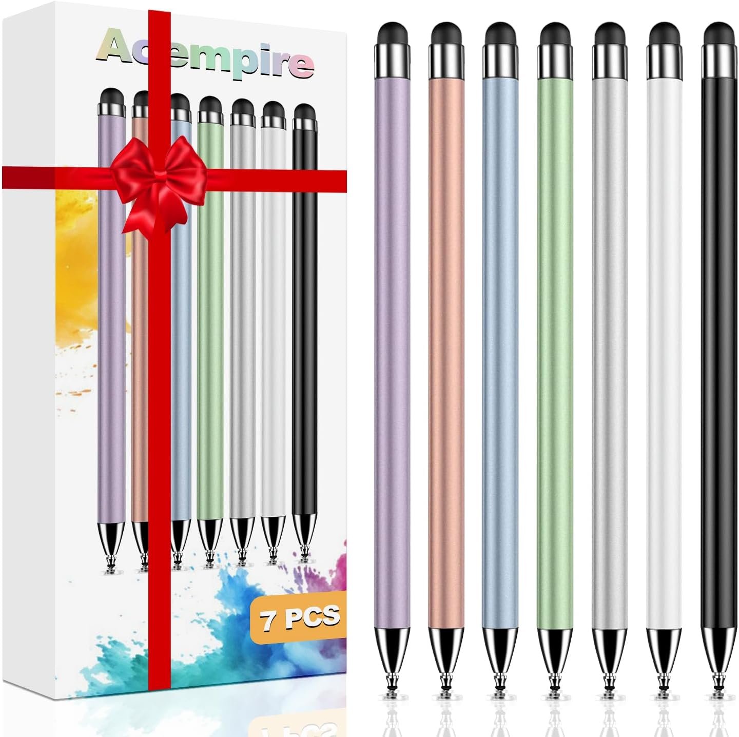Stylus (7 Pcs), 2-in-1 Stylus Pen for Touch Screen, High Precision and Sensitivity, Suitable for iPad/iPhone/Samsung/Android Smartphone and Tablets, Compatible with All Touch Screen (Multicolor)