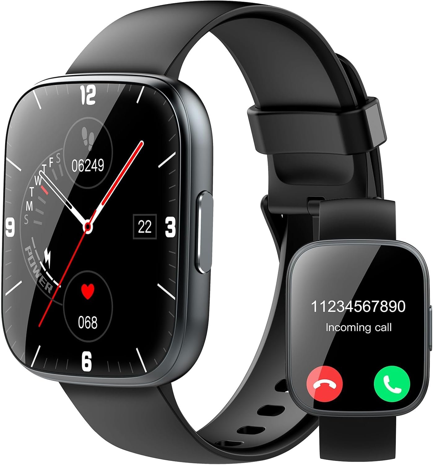 Puqo Smart Watches for Men Women, 1.95″ HD Touchscreen Fitness Tracker with Bluetooth Calls, IP68 Waterproof, 120+ Sport Modes, 7-Day Battery, 24/7 Heart Rate & Sleep Monitor for Android iOS (Black)