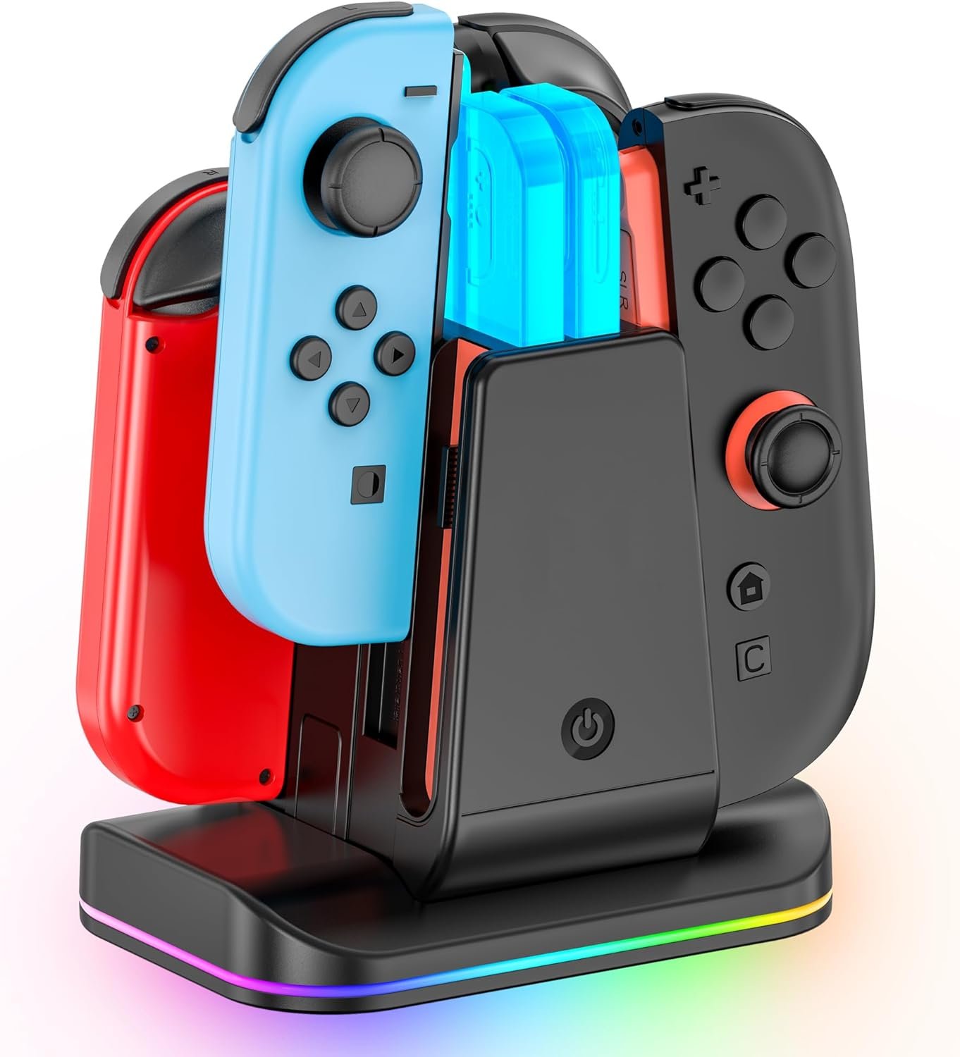 Switch 1/2 Controller Charger for Nintendo Switch 1/ OLED Joycon, Charging Docking Station, Storage Stand with Charge Cable，2-in-1 Charger Dock for Joy con 2/1 Accessories
