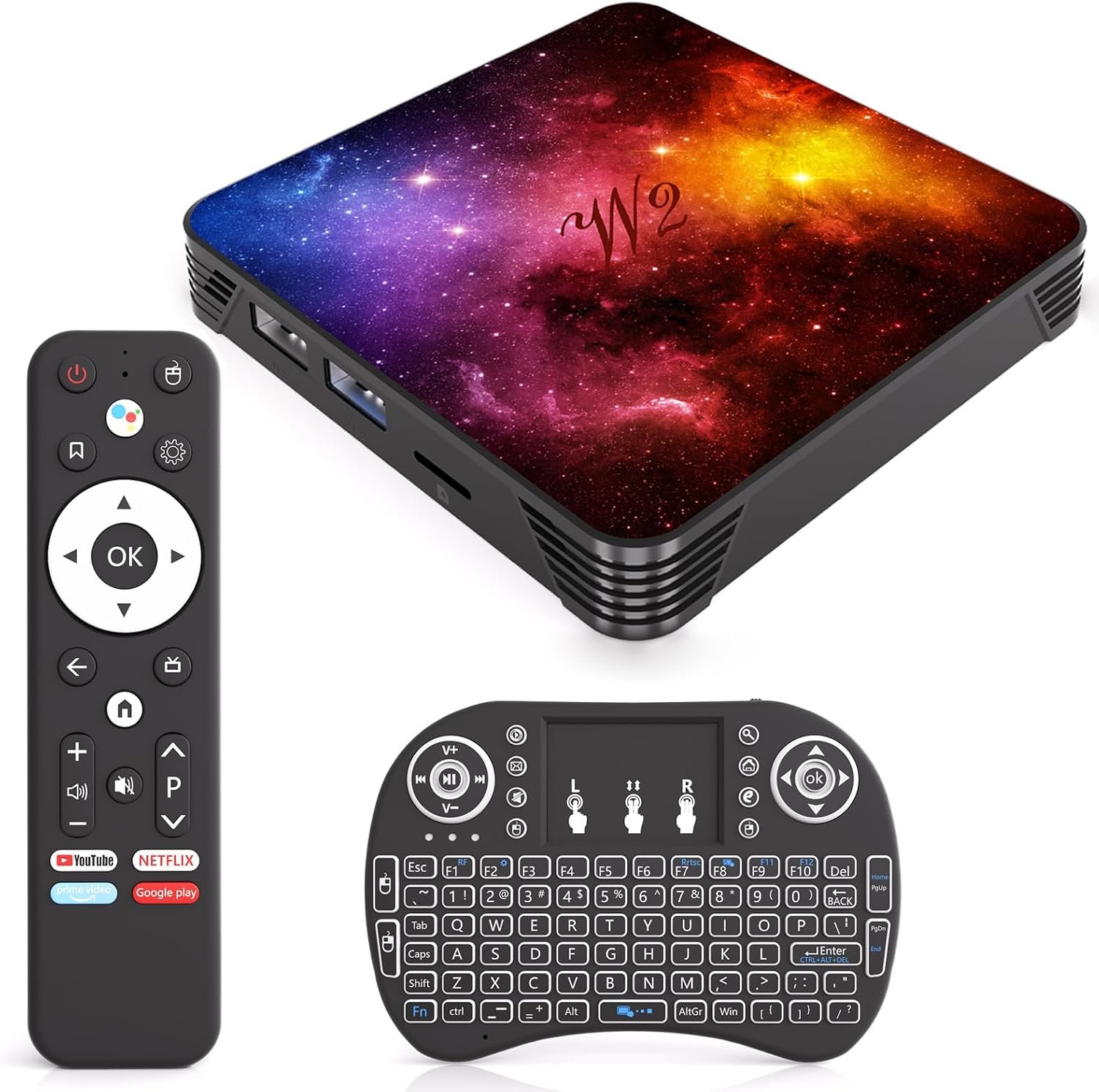 Android 14.0 TV Box 4GB RAM 64GB ROM, Quad-Core Processor 4K UHD 60Hz HDR Media Player, Dual Band 2.4G/5G WiFi6 Bluetooth, USB 3.0 HDMI LAN H.265 Decoding Smart Streaming Box